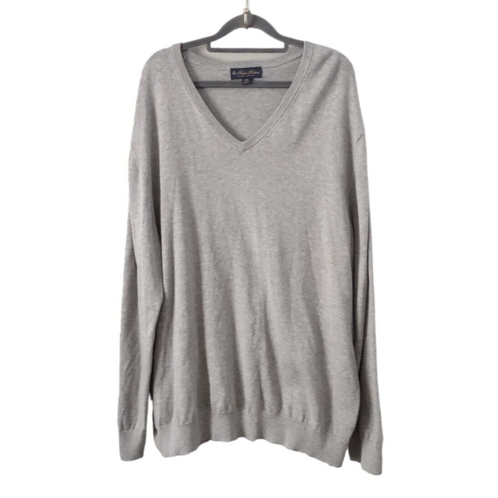 Brooks Brothers Supima Cotton Gray Sweater Mens XXL Pullover V-Neck